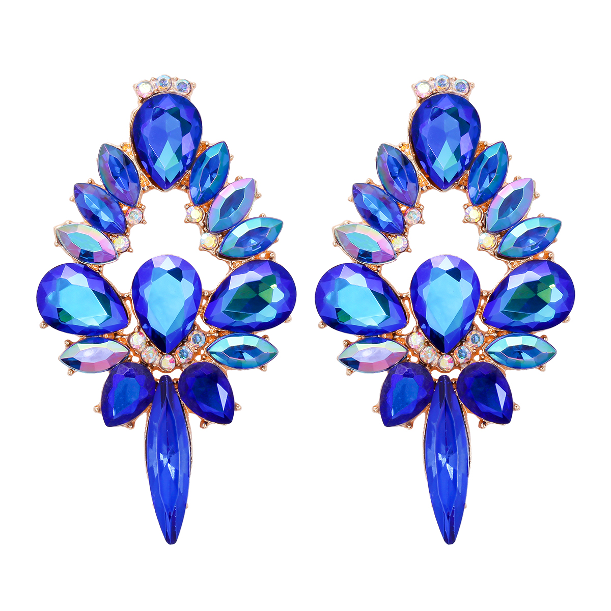 Glam Shiny Water Droplets Alloy Inlay Glass Stone Women's Ear Studs display picture 7