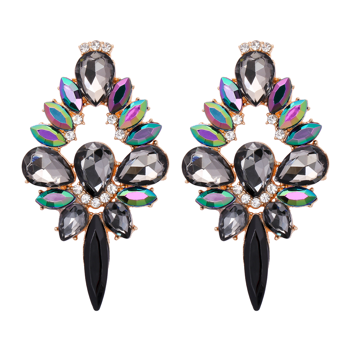 Glam Shiny Water Droplets Alloy Inlay Glass Stone Women's Ear Studs display picture 5
