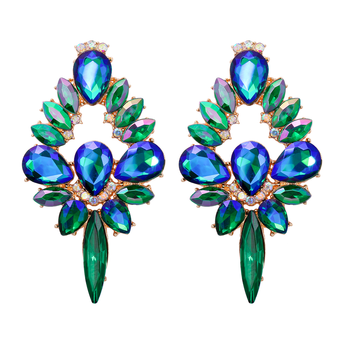 Glam Shiny Water Droplets Alloy Inlay Glass Stone Women's Ear Studs display picture 8