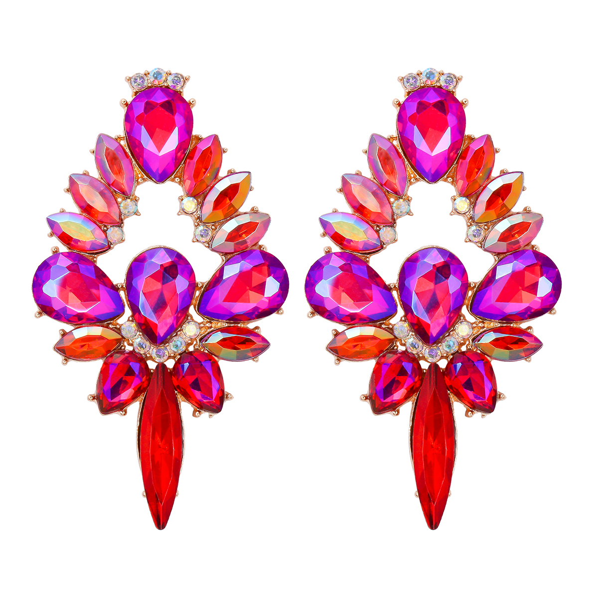 Glam Shiny Water Droplets Alloy Inlay Glass Stone Women's Ear Studs display picture 11