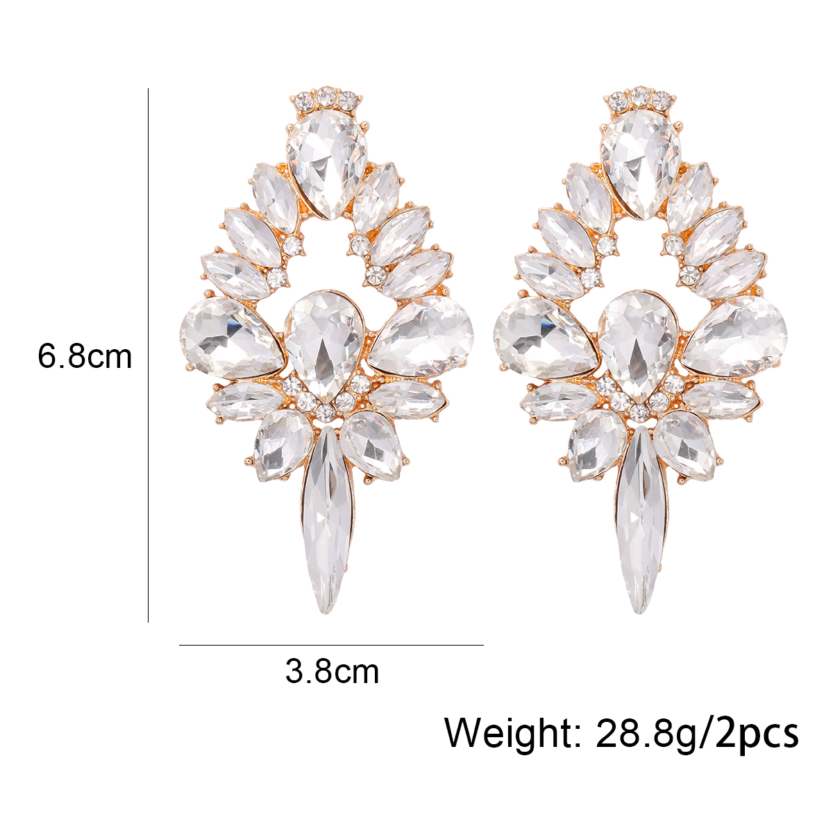 Glam Shiny Water Droplets Alloy Inlay Glass Stone Women's Ear Studs display picture 1
