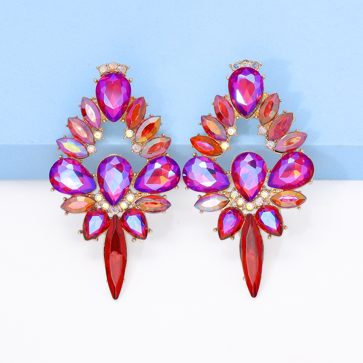 Glam Shiny Water Droplets Alloy Inlay Glass Stone Women's Ear Studs display picture 22