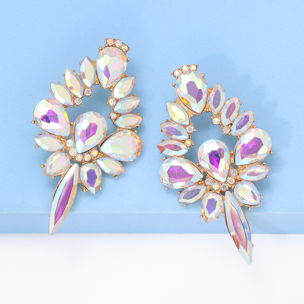 Glam Shiny Water Droplets Alloy Inlay Glass Stone Women's Ear Studs display picture 27