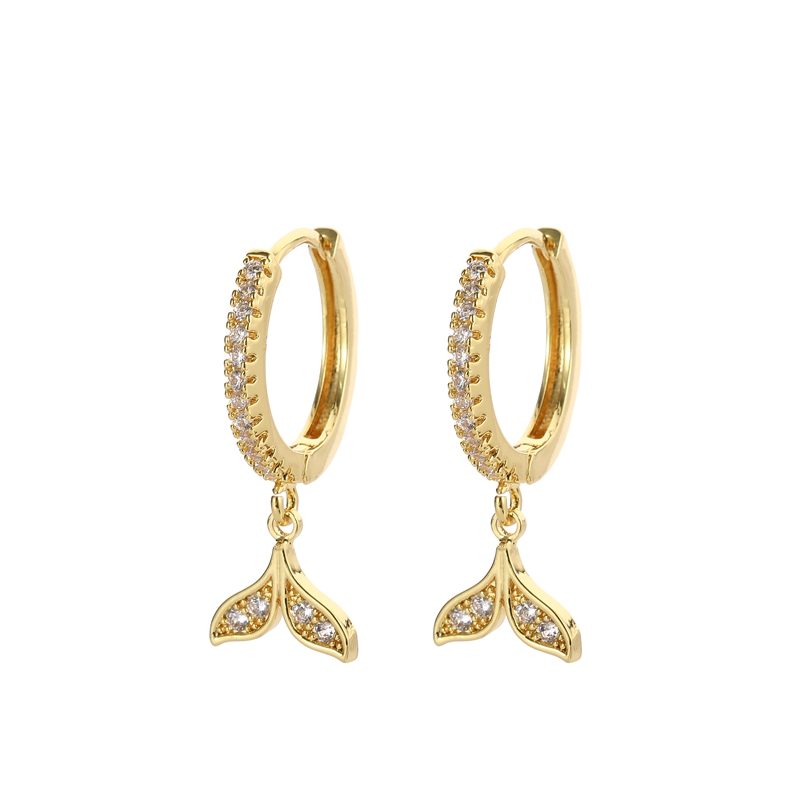1 Pair Ig Style Commute Fish Tail Plating Inlay Copper Zircon Gold Plated Silver Plated Drop Earrings display picture 4