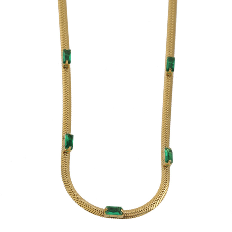 Edelstahl 304 18 Karat Vergoldet Einfacher Stil Überzug Inlay Quadrat Künstliche Strasssteine Halskette display picture 4