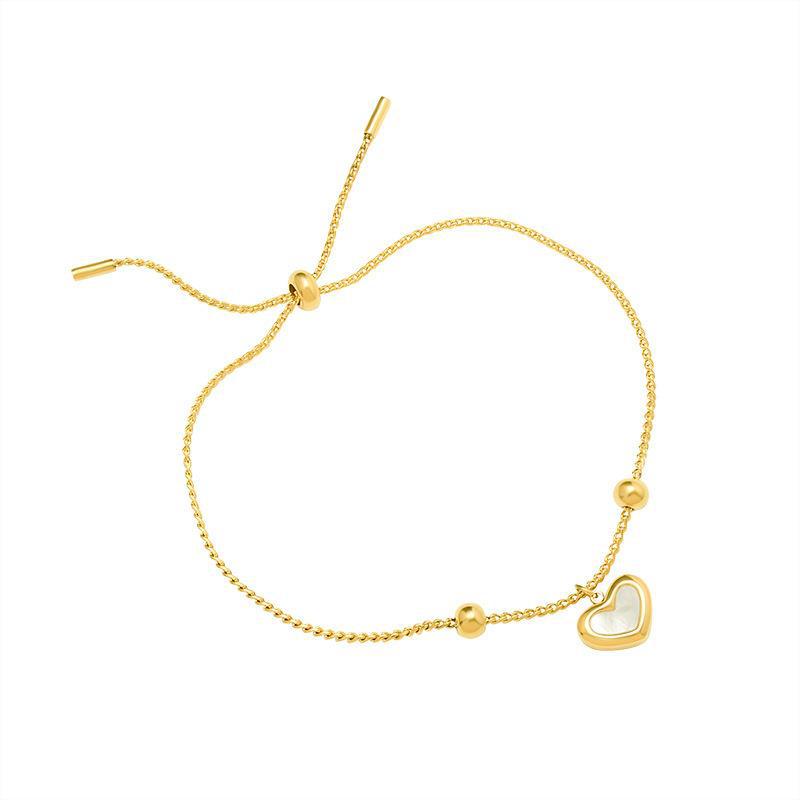 304 Stainless Steel 18K Gold Plated Simple Style Patchwork Heart Shape Acrylic Bracelets Earrings Necklace display picture 5