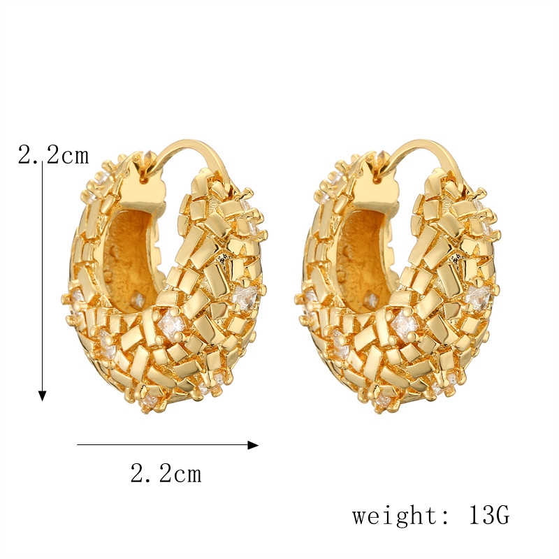 1 Pair Streetwear Geometric Plating Inlay Copper Zircon Gold Plated Hoop Earrings Drop Earrings Ear Studs display picture 5