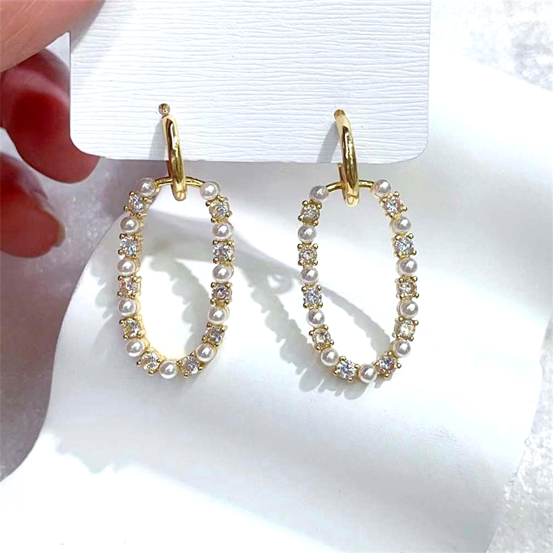 1 Pair Streetwear Geometric Plating Inlay Copper Zircon Gold Plated Hoop Earrings Drop Earrings Ear Studs display picture 15