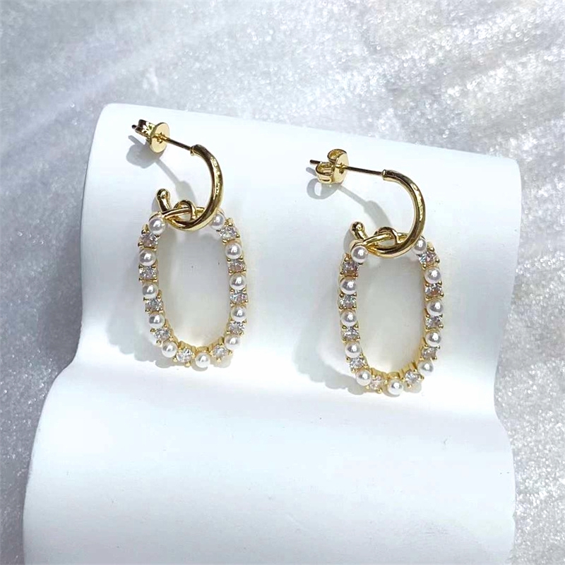 1 Pair Streetwear Geometric Plating Inlay Copper Zircon Gold Plated Hoop Earrings Drop Earrings Ear Studs display picture 14