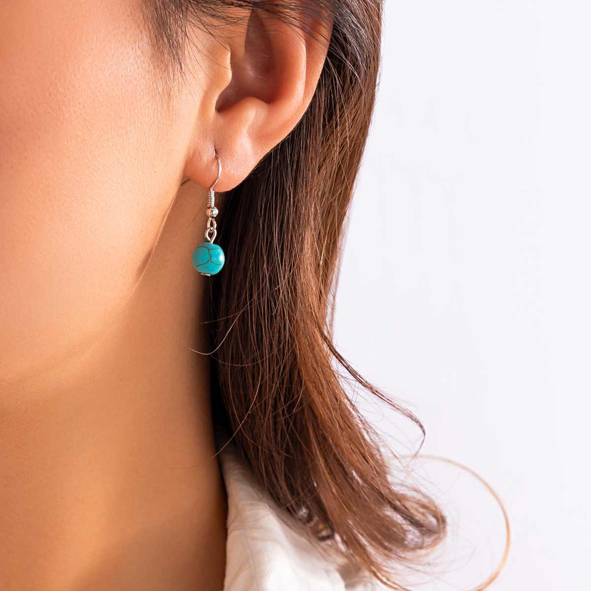 Simple Style Classic Style Commute Cross Round Turquoise Irregular Three-dimensional Women's Drop Earrings display picture 6