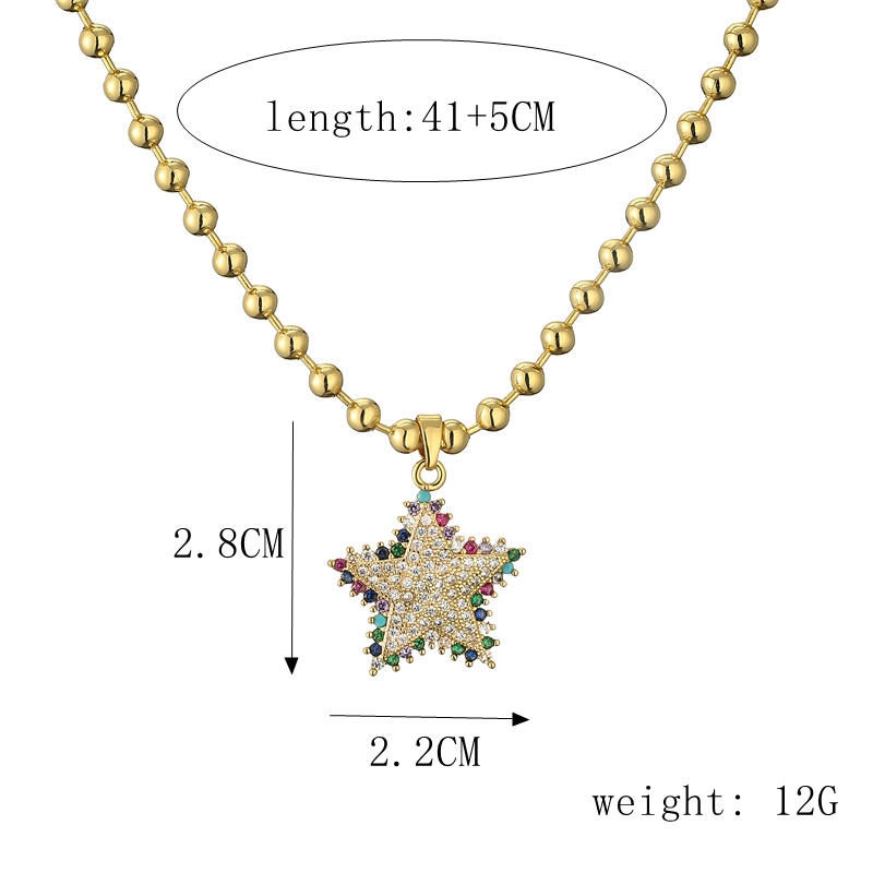 Glänzend Pentagramm Herzform Kupfer Überzug Inlay Zirkon Vergoldet Halskette Mit Anhänger display picture 1