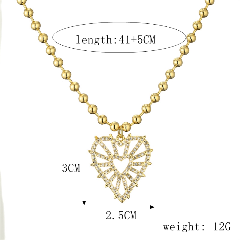 Glänzend Pentagramm Herzform Kupfer Überzug Inlay Zirkon Vergoldet Halskette Mit Anhänger display picture 2