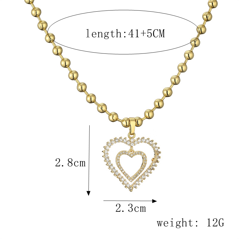Glänzend Pentagramm Herzform Kupfer Überzug Inlay Zirkon Vergoldet Halskette Mit Anhänger display picture 3