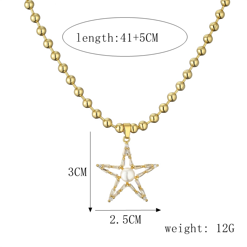 Glänzend Pentagramm Herzform Kupfer Überzug Inlay Zirkon Vergoldet Halskette Mit Anhänger display picture 4
