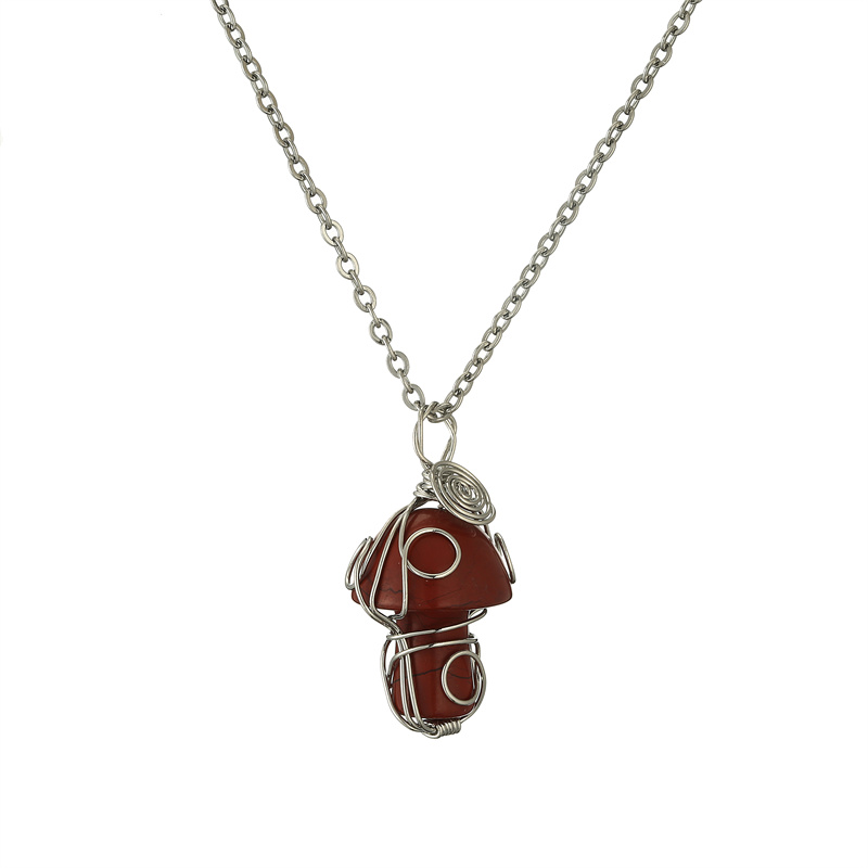 Retro Mushroom Stainless Steel Agate Plating Pendant Necklace display picture 6