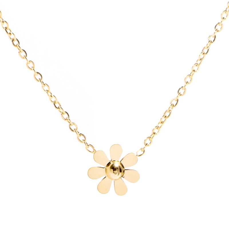 Simple Style Daisy Titanium Steel Plating 18k Gold Plated Pendant Necklace display picture 5