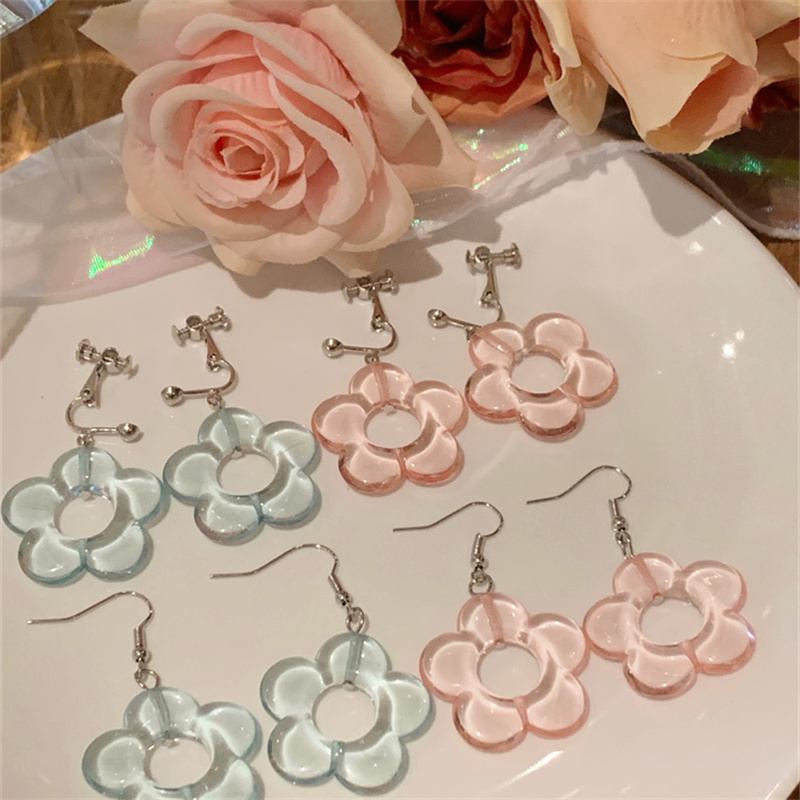 Vacation Flower Arylic Alloy Women's Drop Earrings Ear Clips display picture 3