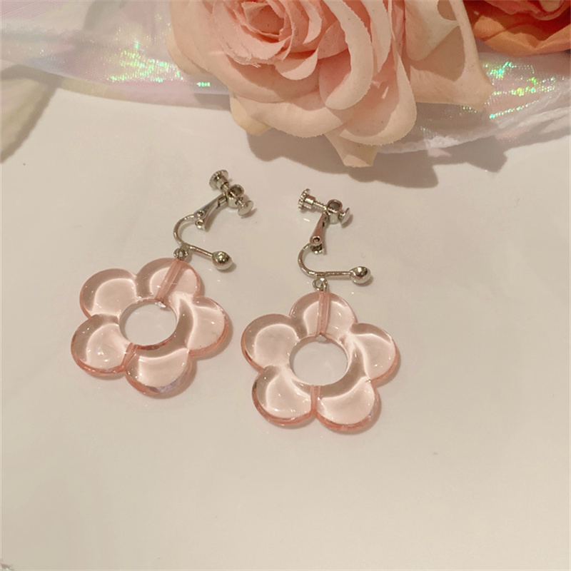 Vacation Flower Arylic Alloy Women's Drop Earrings Ear Clips display picture 2