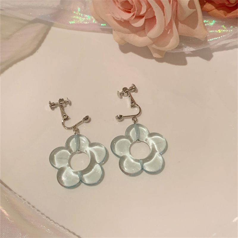Vacation Flower Arylic Alloy Women's Drop Earrings Ear Clips display picture 1