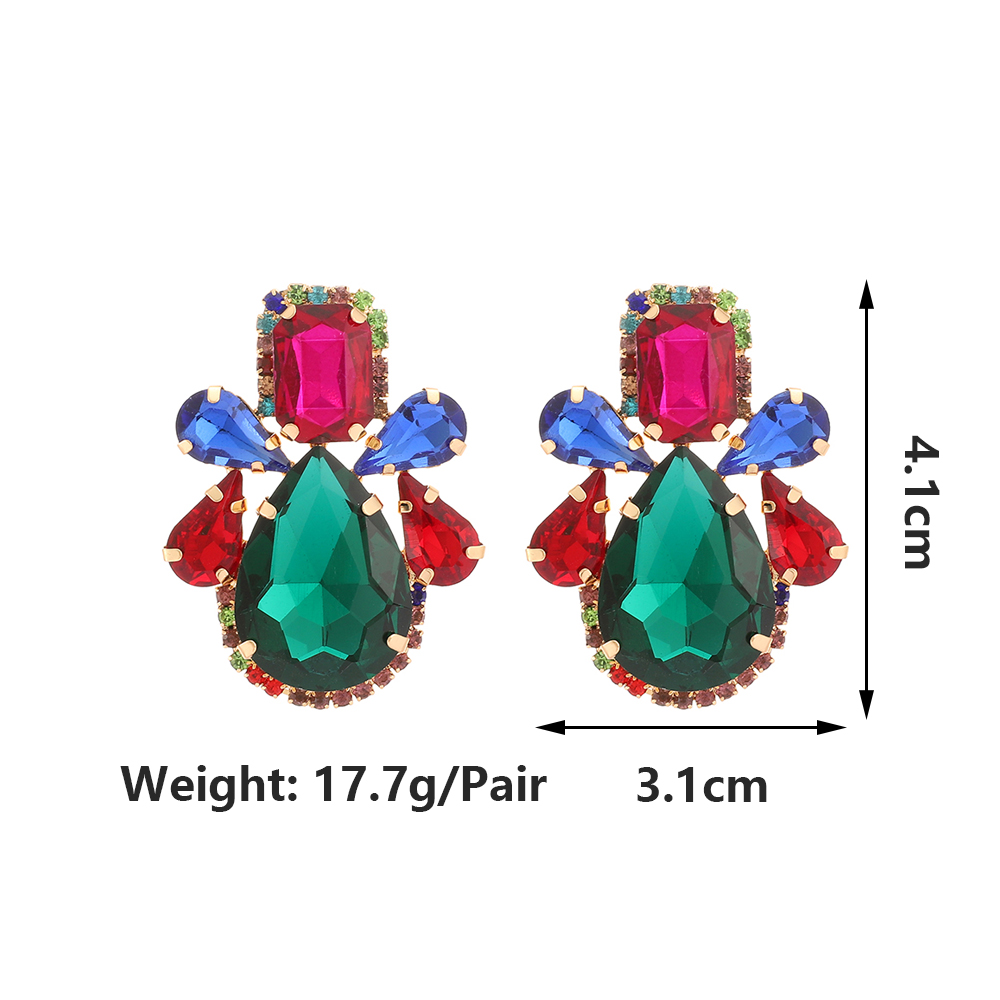 Glam Shiny Water Droplets Copper Alloy Inlay Glass Women's Ear Studs display picture 1