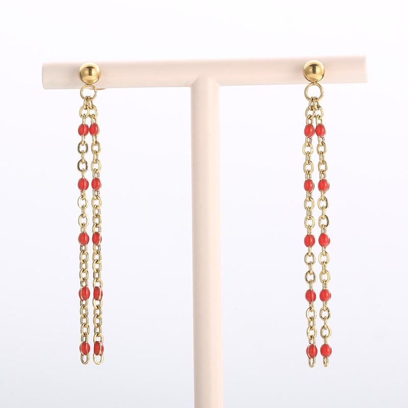 1 Pair Simple Style Chain Plating Stainless Steel Drop Earrings display picture 2