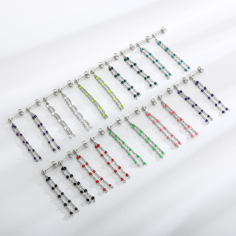 1 Pair Simple Style Chain Plating Stainless Steel Drop Earrings display picture 4
