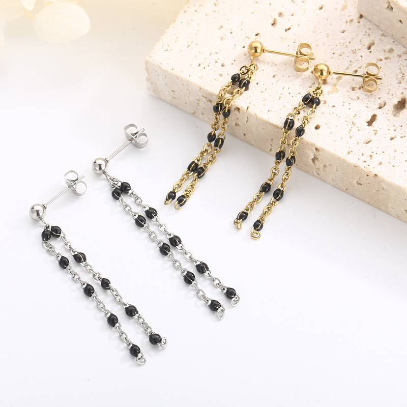 1 Pair Simple Style Chain Plating Stainless Steel Drop Earrings display picture 3