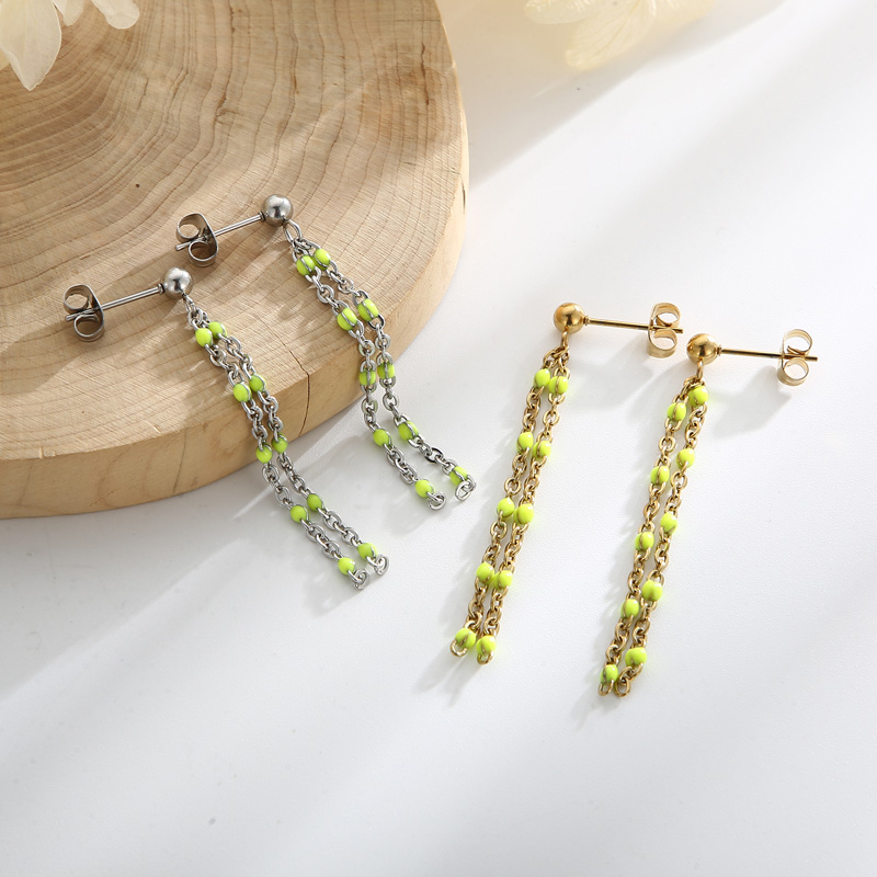 1 Pair Simple Style Chain Plating Stainless Steel Drop Earrings display picture 5