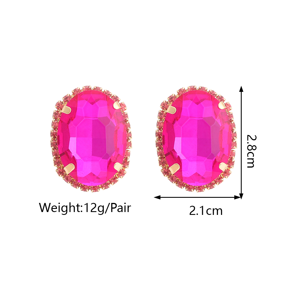 Vintage Style Simple Style Oval Copper Alloy Plating Inlay Glass Women's Ear Studs display picture 1