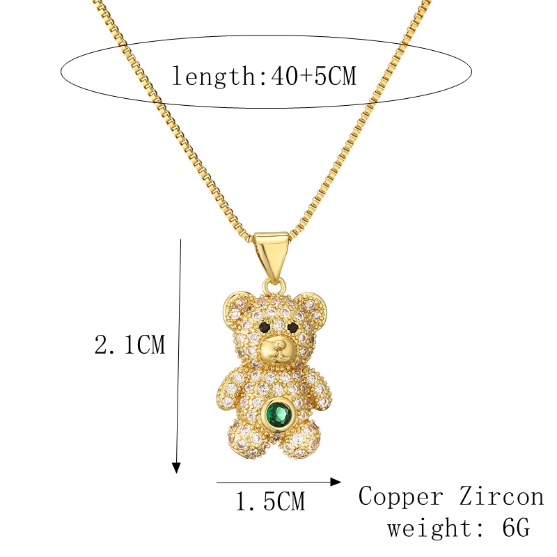 Casual Cute Little Bear Copper Gold Plated Zircon Pendant Necklace In Bulk display picture 1
