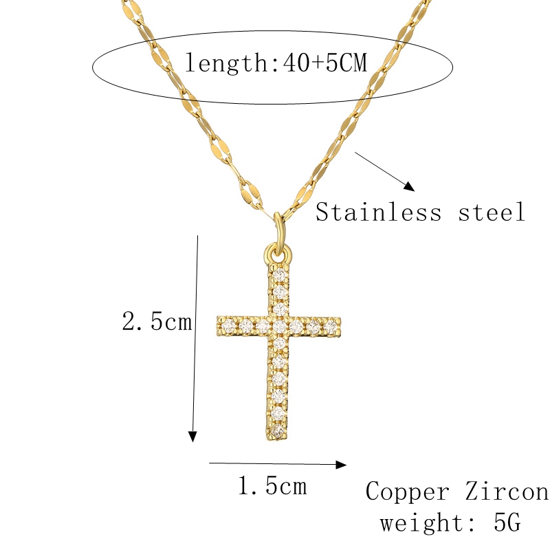 Casual Simple Style Cross Tree Stainless Steel Copper Plating Hollow Out Inlay Zircon Gold Plated Pendant Necklace display picture 4
