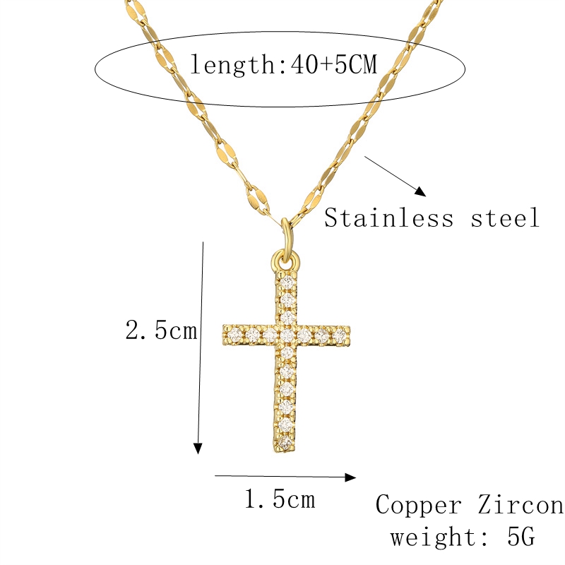 Lässig Einfacher Stil Kreuzen Baum Rostfreier Stahl Kupfer Überzug Aushöhlen Inlay Zirkon Vergoldet Halskette Mit Anhänger display picture 4