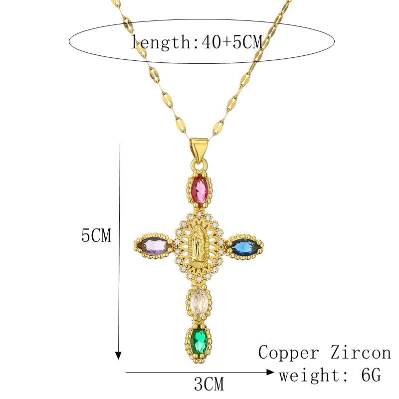 Simple Style Commute Human Cross Stainless Steel Copper Plating Inlay Zircon Gold Plated Pendant Necklace display picture 1
