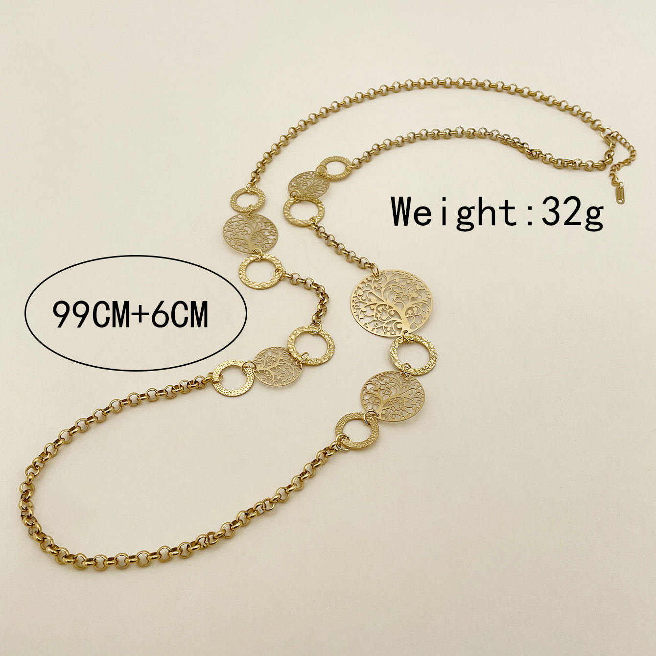 304 Stainless Steel 14K Gold Plated Casual Hip-Hop Streetwear Plating Hollow Out Tree Long Necklace display picture 3