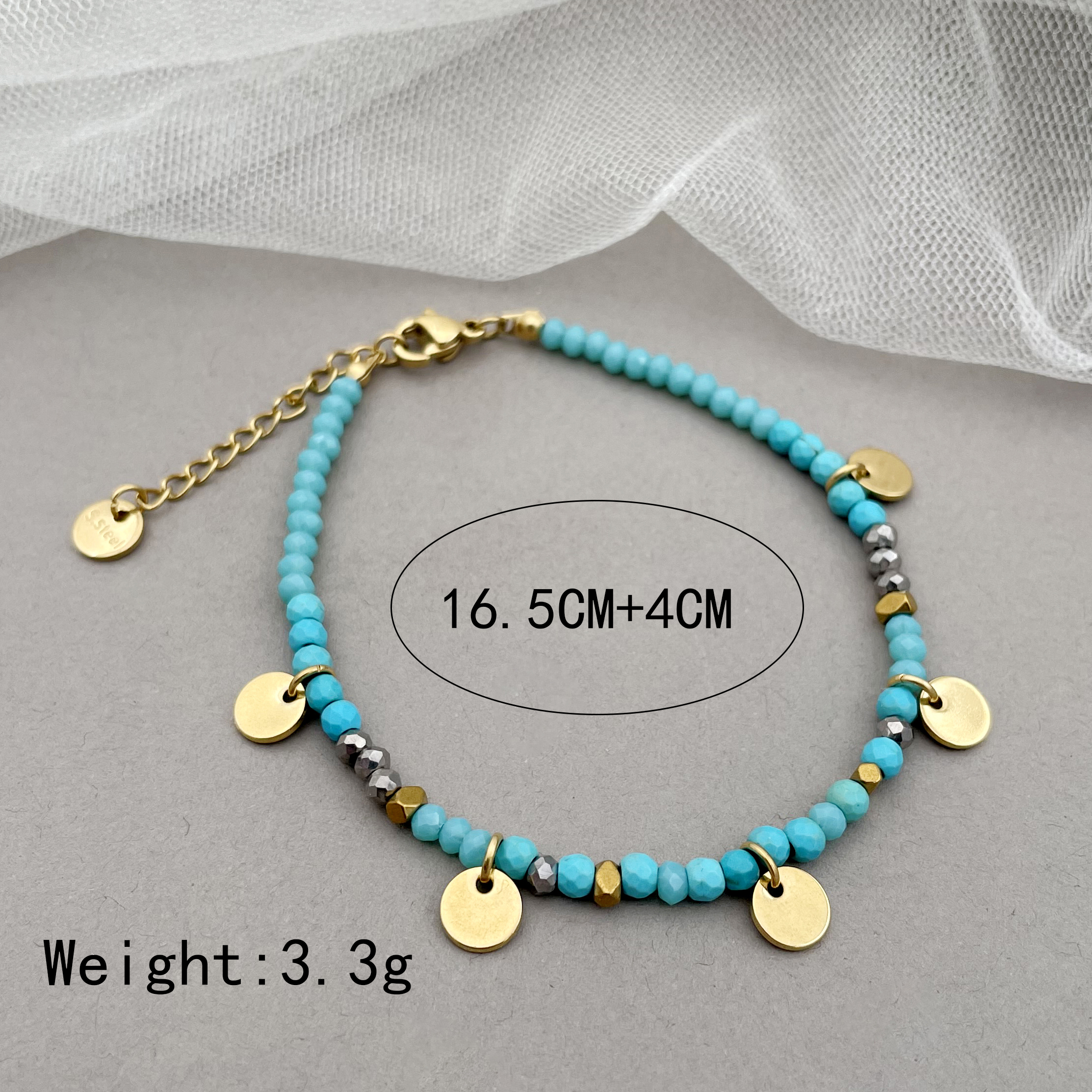 IG Style Casual Round 304 Stainless Steel Natural Stone Labradorite Gold Plated Bracelets In Bulk display picture 2