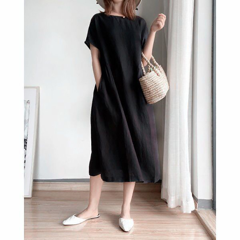 Women's Regular Dress Elegant Classic Style Round Neck Short Sleeve Solid Color Midi Dress Casual Outdoor Daily display picture 6