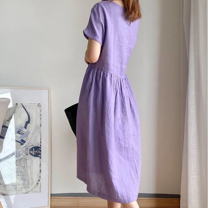 Women's Regular Dress Elegant Classic Style Round Neck Short Sleeve Solid Color Midi Dress Casual Outdoor Daily display picture 8