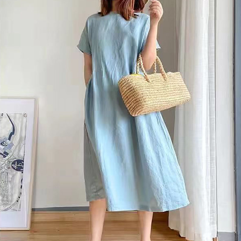 Women's Regular Dress Elegant Classic Style Round Neck Short Sleeve Solid Color Midi Dress Casual Outdoor Daily display picture 4