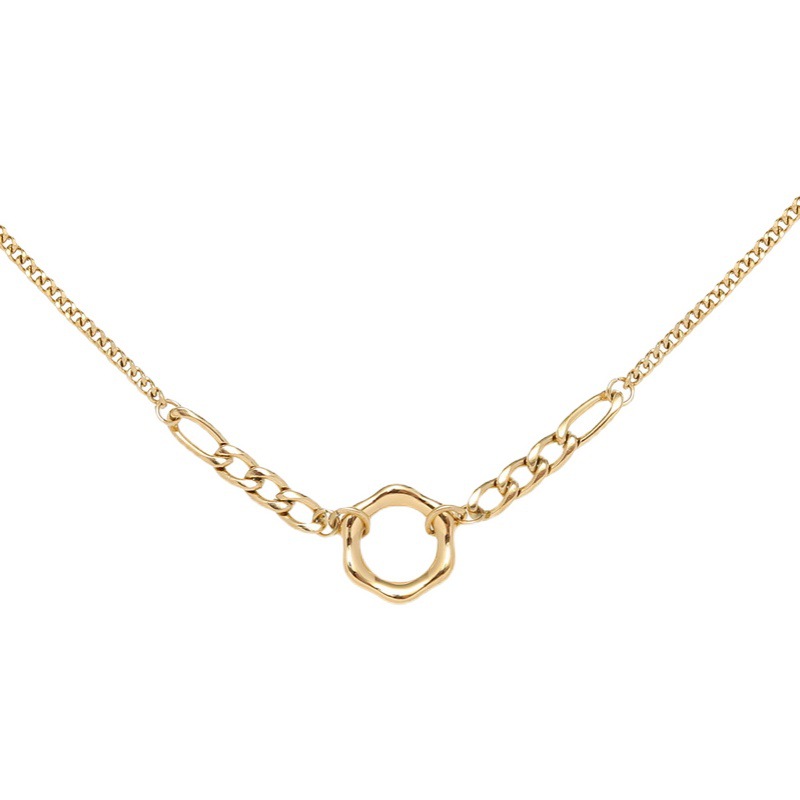 Vintage Style Simple Style Circle Titanium Steel Plating Hollow Out 18k Gold Plated Necklace display picture 5