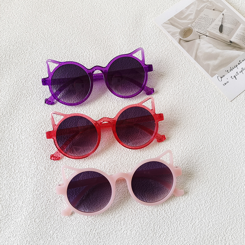 Cartoon Style Cute Vacation Cat Pc Cat Eye Full Frame Kids Sunglasses display picture 2