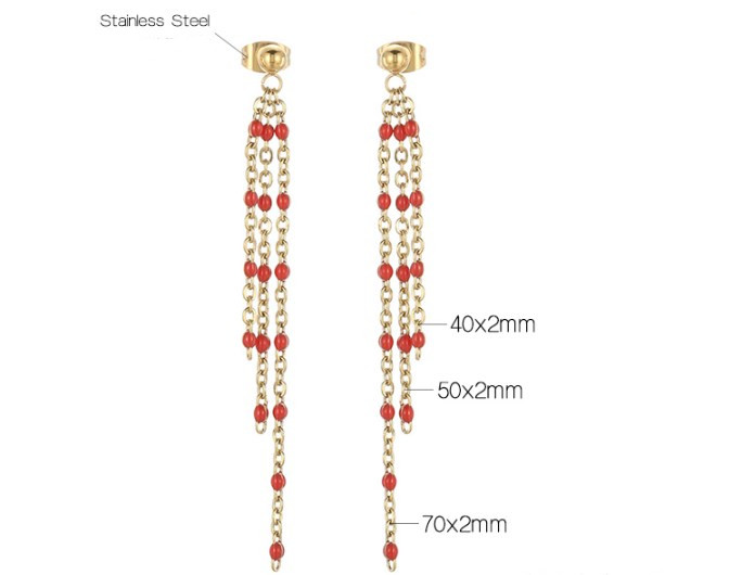 1 Pair Modern Style Tassel Plating Chain Stainless Steel 18K Gold Plated Drop Earrings display picture 11