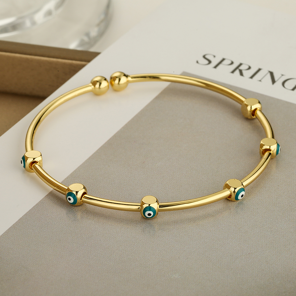 Style Simple Commuer L'oeil Du Diable Le Cuivre Émail Placage Plaqué Or 18k Bracelet display picture 2