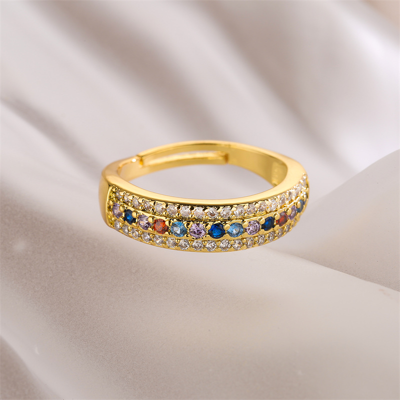 Simple Style Commute Round Copper Plating Inlay Zircon Gold Plated Open Ring display picture 2