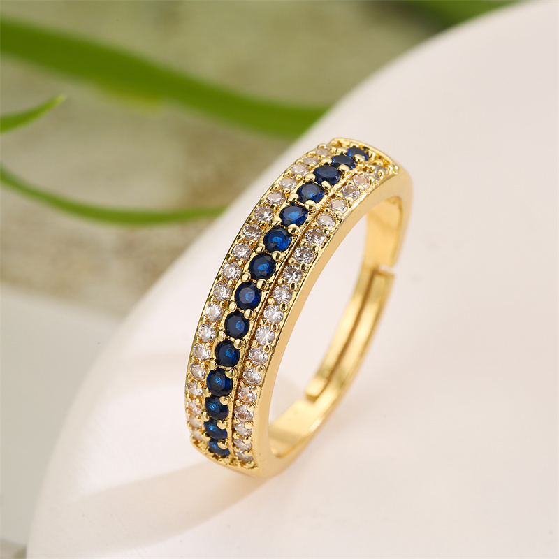 Simple Style Commute Round Copper Plating Inlay Zircon Gold Plated Open Ring display picture 4