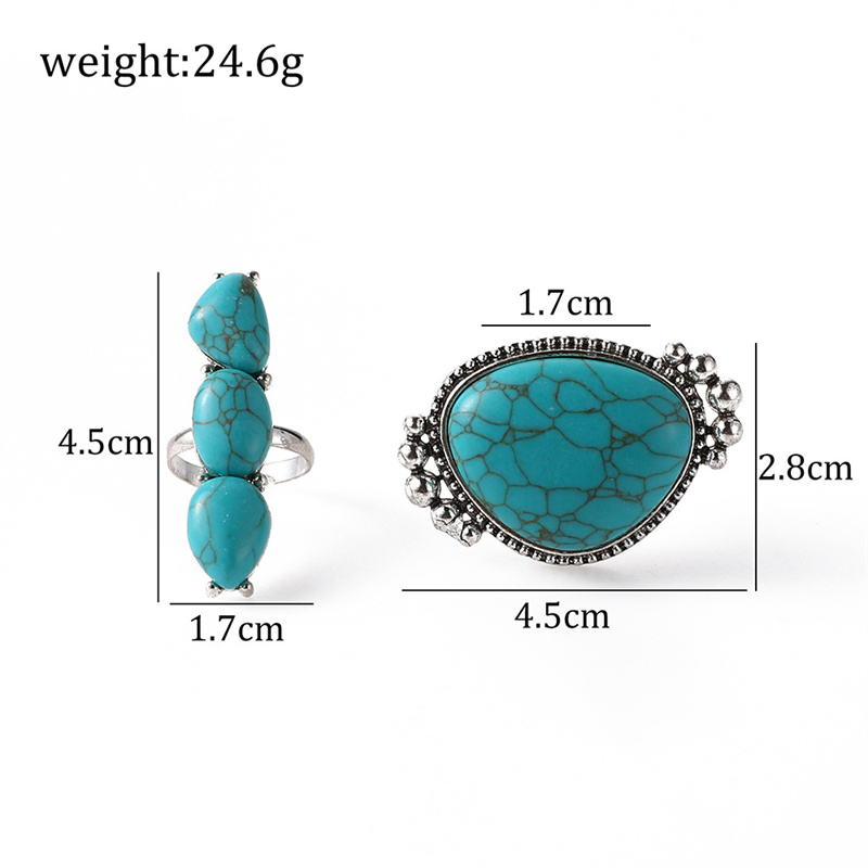 Vintage Style Ethnic Style Geometric Metal Plating Inlay Turquoise Women's Rings display picture 17
