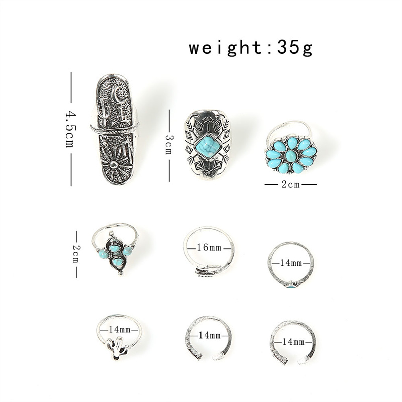 Vintage Style Ethnic Style Geometric Metal Plating Inlay Turquoise Women's Rings display picture 11