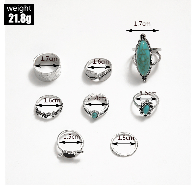 Vintage Style Ethnic Style Geometric Metal Plating Inlay Turquoise Women's Rings display picture 14