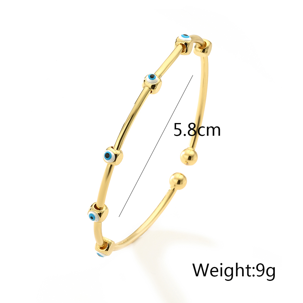 Style Simple Commuer L'oeil Du Diable Le Cuivre Émail Placage Plaqué Or 18k Bracelet display picture 1