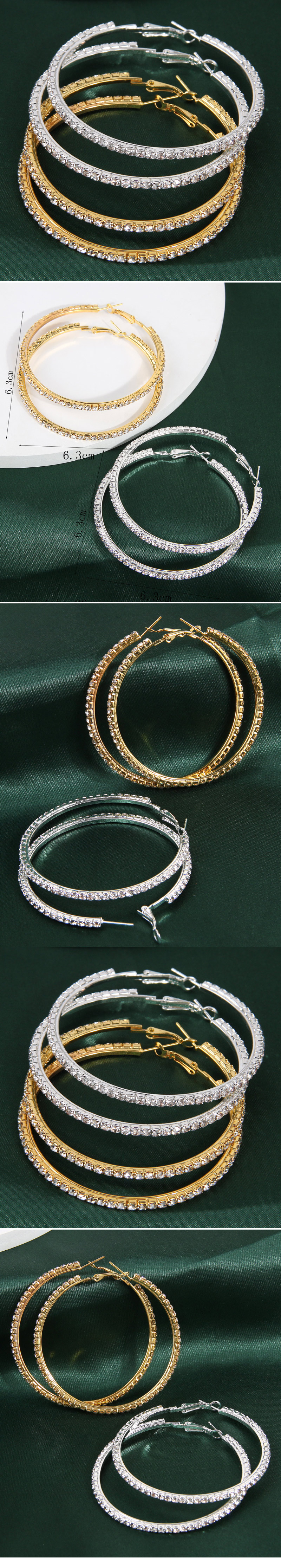 Exaggerated Simple Style Circle Alloy Inlay Rhinestones Women's Hoop Earrings display picture 1
