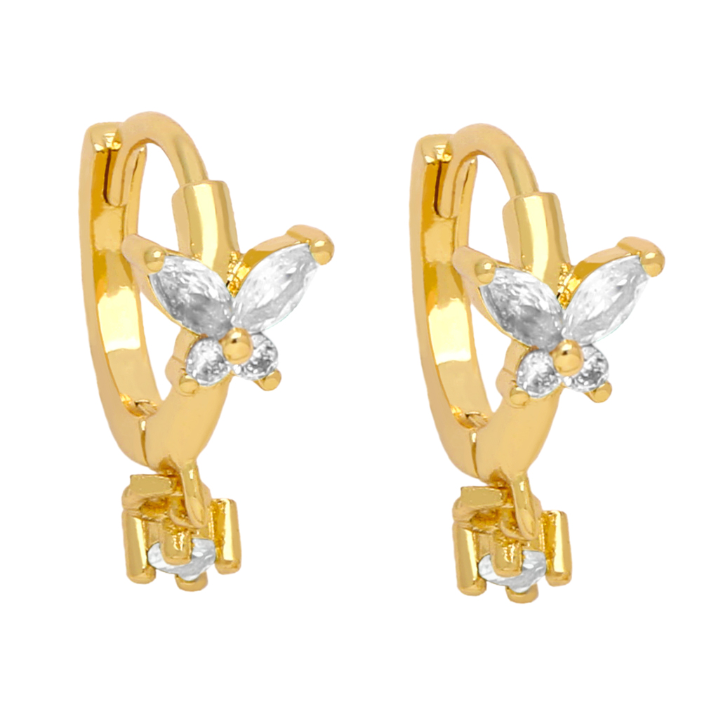 1 Pair Modern Style Butterfly Plating Inlay Copper Zircon 18k Gold Plated Earrings display picture 4